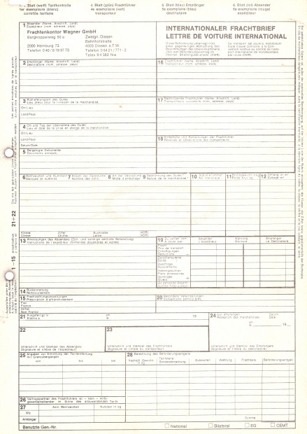 18. Abb.- CMR Frachtbrief