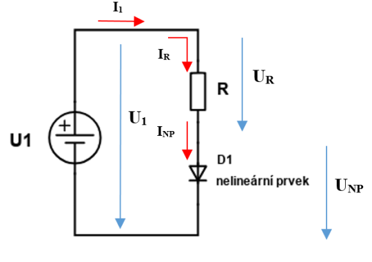 46. Zapojení obvodu s nelineárním prvkem