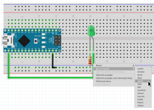 9. Fritzing – změna barvy vodiče