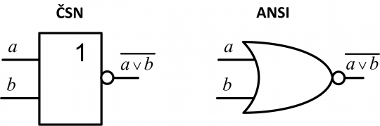 6. Značka funkce negovaný logický součet (hradlo NOR)