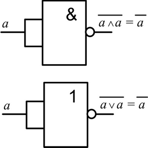 2. Realizace funkce negace pomocí hradel NAND a NOR