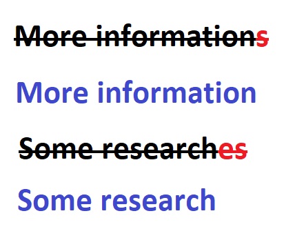 12. Information, research – uncountable nouns.