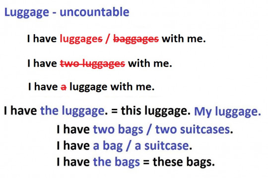 15. Luggage – uncountable noun.