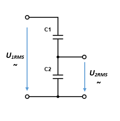 49. [Příklad č. 74] Kapacitní dělič ve střídavém obvodu