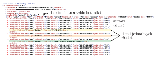 17. Příklad titulků ve formátu XML