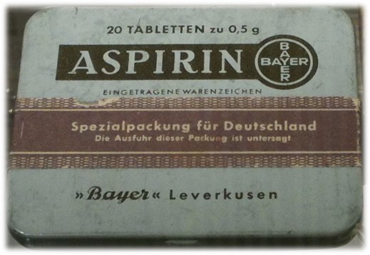 2. Aspirin vyrobený německou továrnou na výrobu barev